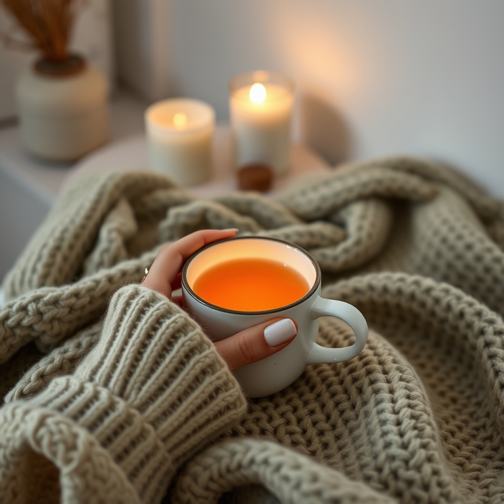Cosy evening tea ritual